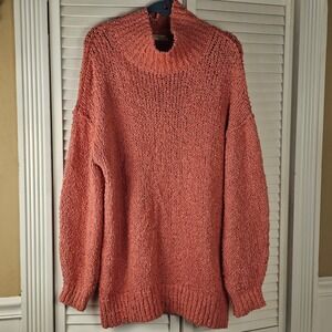 Anthropologie Womens Pink The‎ Need It Oversized Mock Neck Pullover Sweater Med